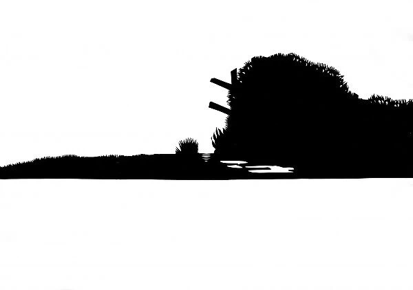 Silhouette of a country scene