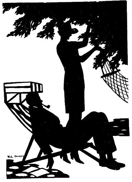 Silhouette of a couple in a garden
