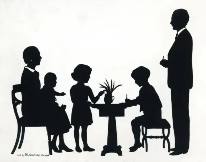 Framed Print : Silhouette of a family scene Framed Print : Silhouette of a family scene