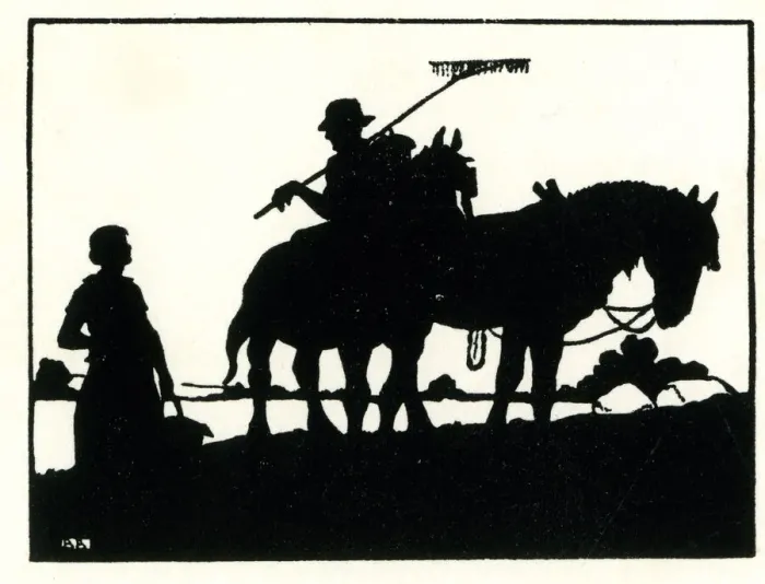 Framed Print : Silhouette, Farm scene, returning from the fields Framed Print : Silhouette, Farm scene, returning from the fields