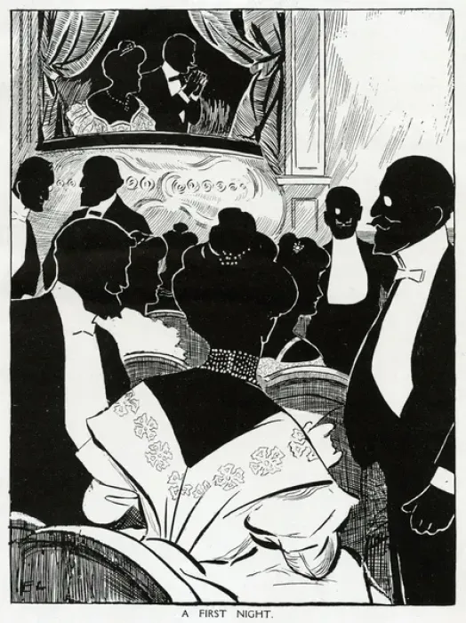 Framed Print : Silhouette of the first night of theatre 1907 Framed Print : Silhouette of the first night of theatre 1907