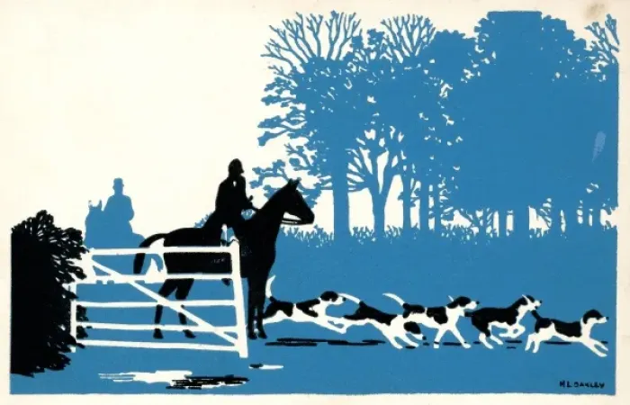 Framed Print : Silhouette of fox hunting scene Framed Print : Silhouette of fox hunting scene