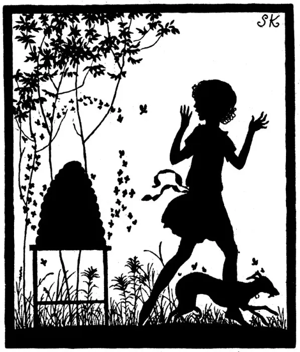 Framed Print : Silhouette, Girl and Beehive Framed Print : Silhouette, Girl and Beehive