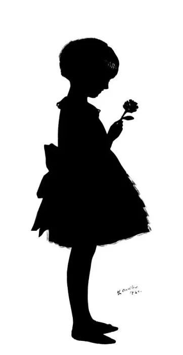 Framed Print : Silhouette of girl with flower Framed Print : Silhouette of girl with flower