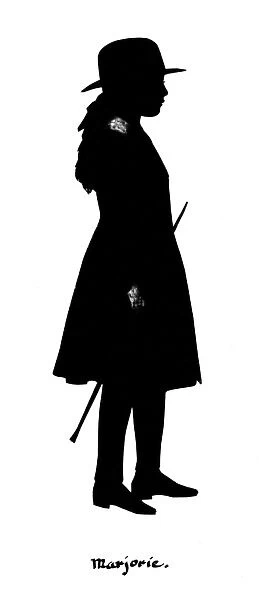 Silhouette of girl in riding costume