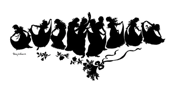 Framed Print : Silhouette of girls dancing Framed Print : Silhouette of girls dancing
