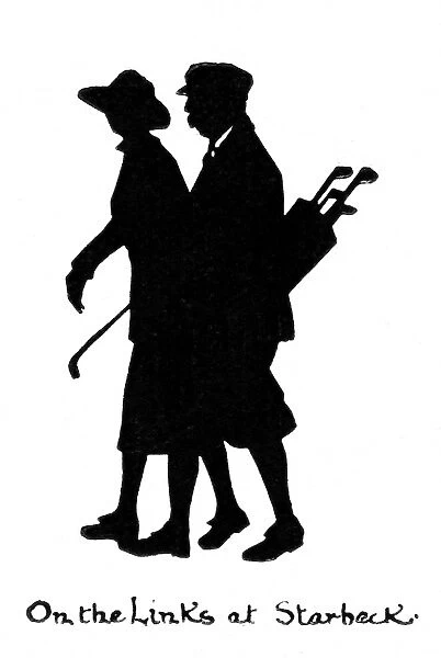 Silhouette of a golfing couple