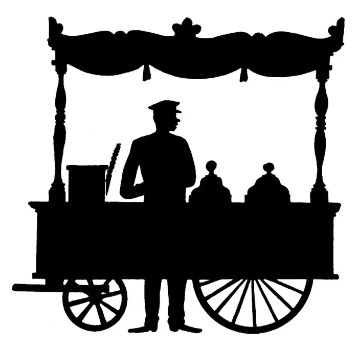 Framed Print : Silhouette - Ice Cream Seller, Street Vendor Framed Print : Silhouette - Ice Cream Seller, Street Vendor