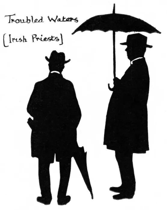 Framed Print : Silhouette of two Irish priests Framed Print : Silhouette of two Irish priests