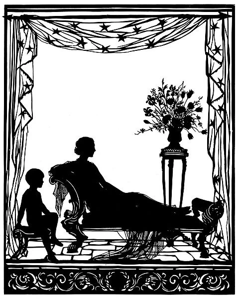 Silhouette of Lady Diana Cooper with her son