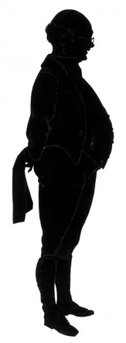 Framed Print : Silhouette of a man in tailcoat and spectacles Framed Print : Silhouette of a man in tailcoat and spectacles