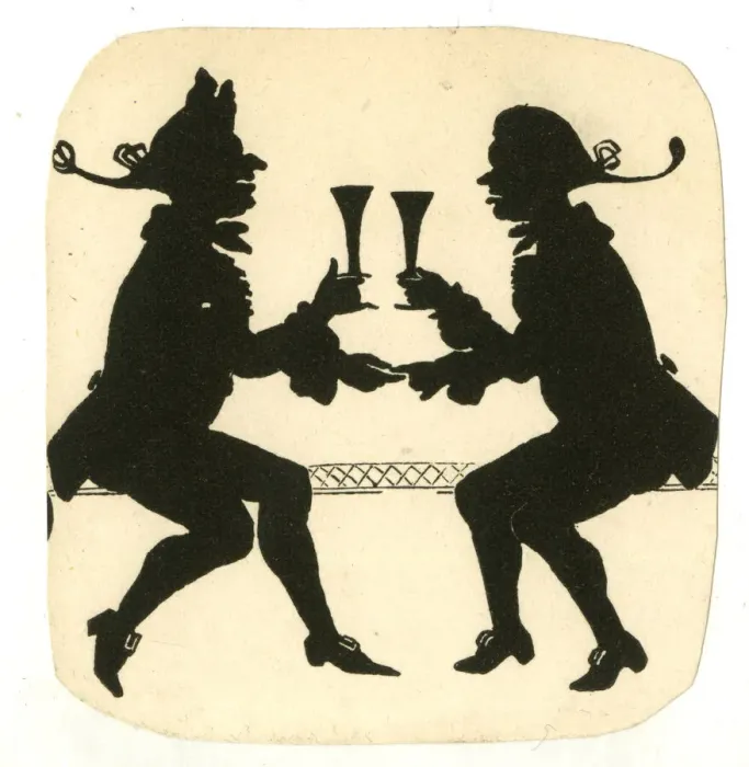 Framed Print : Silhouette, Two men sitting drinking Framed Print : Silhouette, Two men sitting drinking