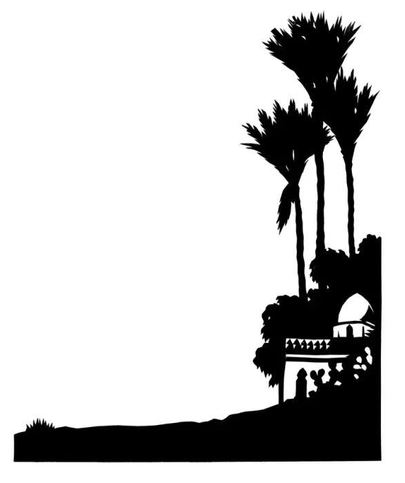 Framed Print : Silhouette of a Middle Eastern scene Framed Print : Silhouette of a Middle Eastern scene