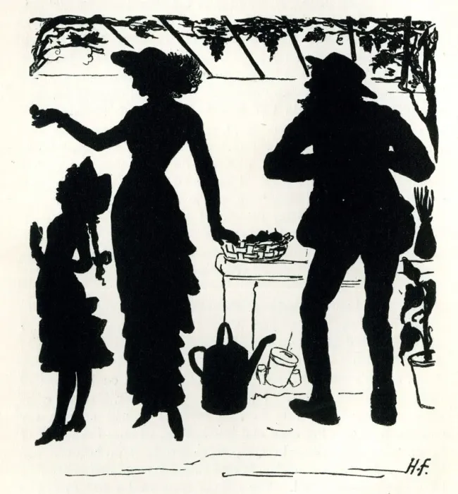 Framed Print : Silhouette, Offering a Peach in the Hothouse Framed Print : Silhouette, Offering a Peach in the Hothouse