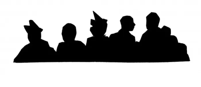 Framed Print : Silhouette of five people Framed Print : Silhouette of five people