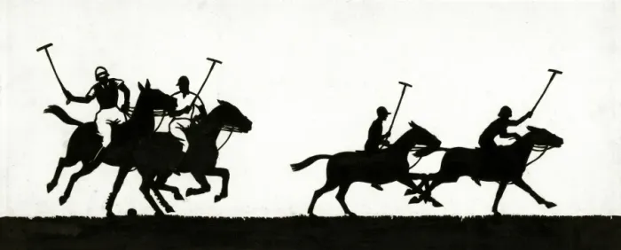 Framed Print : Silhouette of four polo players Framed Print : Silhouette of four polo players