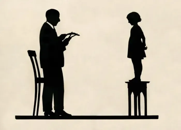 Framed Print : Silhouette portrait of H. L. Oakley cutting a silhouette por Framed Print : Silhouette portrait of H. L. Oakley cutting a silhouette por