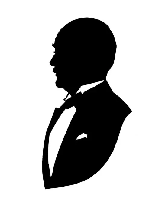 Framed Print : Silhouette portrait of a man in evening dress Framed Print : Silhouette portrait of a man in evening dress