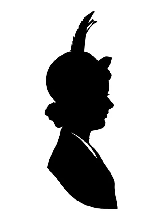 Framed Print : Silhouette portrait of a woman in a hat Framed Print : Silhouette portrait of a woman in a hat