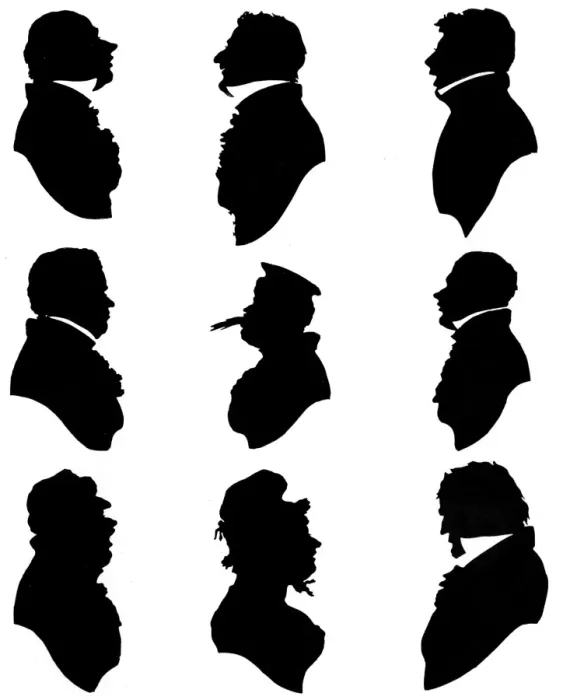 Framed Print : Silhouette portraits in caricature Framed Print : Silhouette portraits in caricature