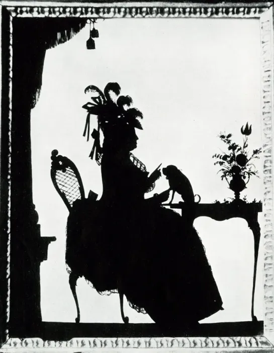 Framed Print : Silhouette, Queen Charlotte and pet dog Framed Print : Silhouette, Queen Charlotte and pet dog