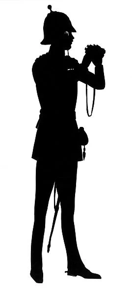 Silhouette of a soldier in a pith helmet