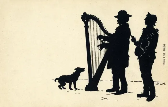 Framed Print : Silhouette of Street Musicians - Geneva, Switzerland Framed Print : Silhouette of Street Musicians - Geneva, Switzerland