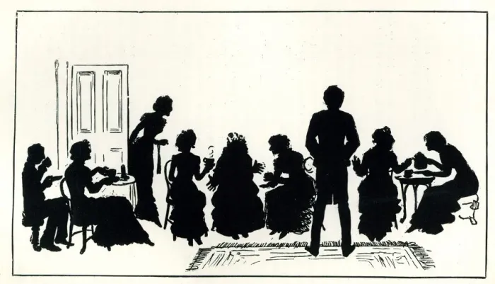 Framed Print : Silhouette, Tea in the Drawing Room Framed Print : Silhouette, Tea in the Drawing Room