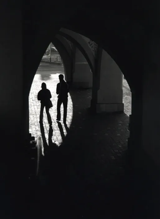 Framed Print : Silhouetted figures, Lucerne, Switzerland Framed Print : Silhouetted figures, Lucerne, Switzerland