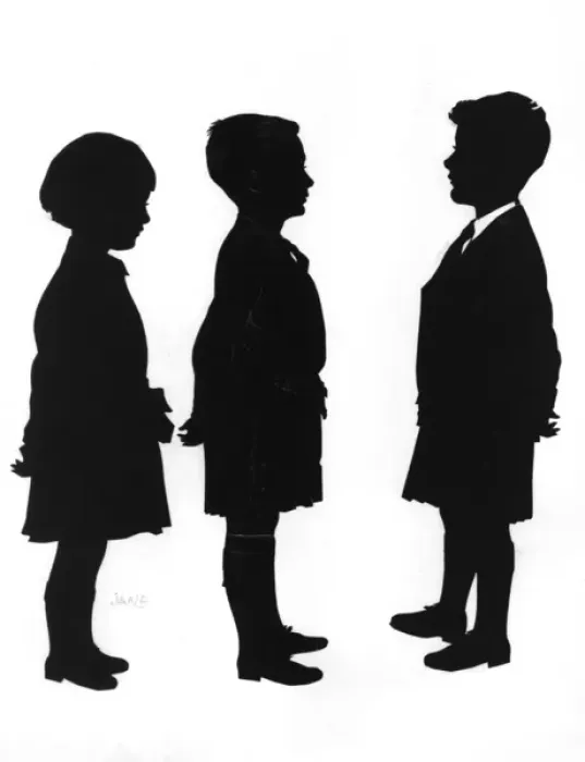 Framed Print : Silhouettes of three children Framed Print : Silhouettes of three children