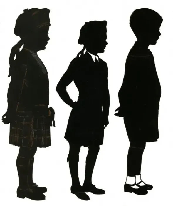Framed Print : Silhouettes of three children Framed Print : Silhouettes of three children