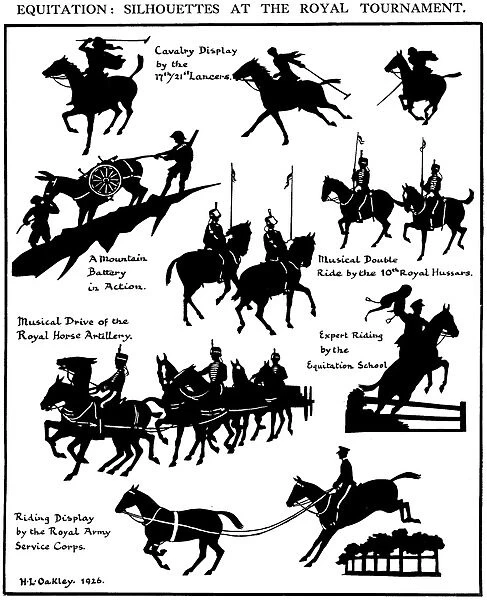 Silhouettes of horses at the Royal Tournament