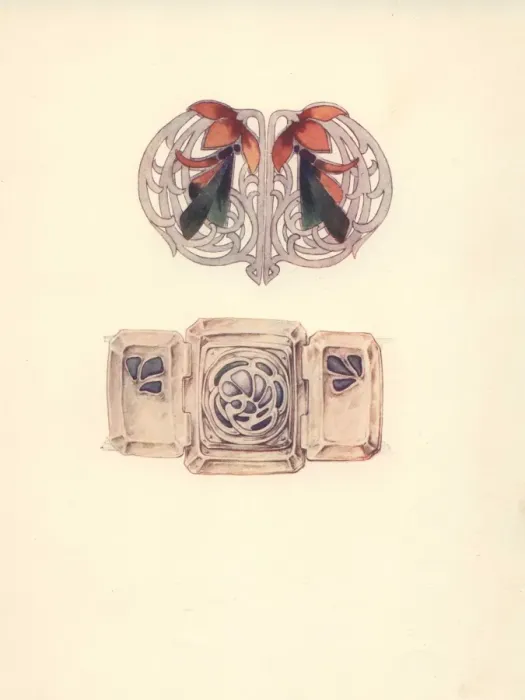 Framed Print : Silver clasps with enamel by arts-and-crafts Framed Print : Silver clasps with enamel by arts-and-crafts