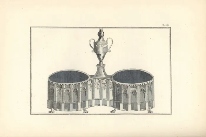 Framed Print : Silver salt cellar showing the arcades of the Palais Royal