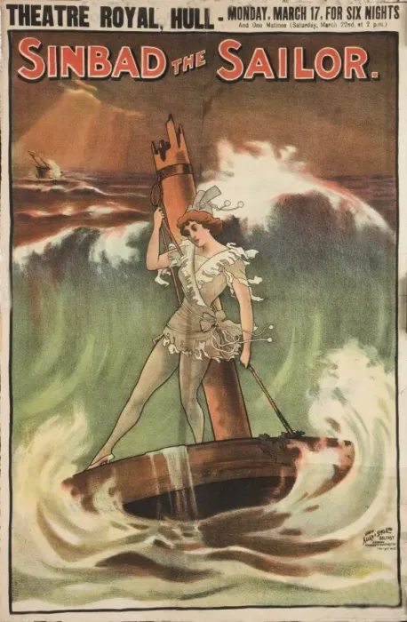 Framed Print : Sinbad the Sailor theatre poster Framed Print : Sinbad the Sailor theatre poster