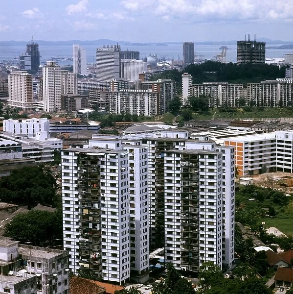 Singapore City 1985. View of the city from Grange Heights. Date: 1985