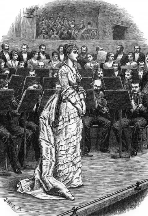 Framed Print : Singer and orchestra, 1871 Framed Print : Singer and orchestra, 1871