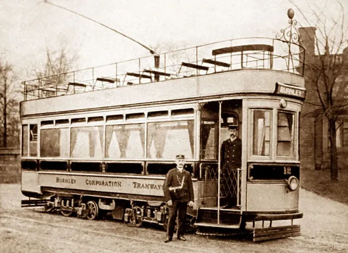 Framed Print : Single deck tram, Burnley, early 1900s Framed Print : Single deck tram, Burnley, early 1900s