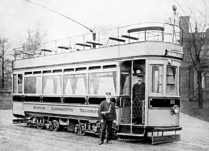 Framed Print : Single deck tram, Burnley, early 1900s Framed Print : Single deck tram, Burnley, early 1900s