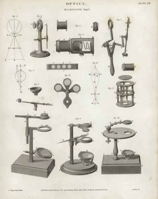 Framed Print : Single microscope mechanisms and parts Framed Print : Single microscope mechanisms and parts
