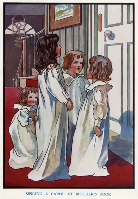 Framed Print : Sining a carol at Mothers door by Charles Robinson Framed Print : Sining a carol at Mothers door by Charles Robinson