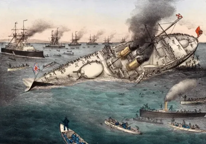 Framed Print : Sinking of the British Battle Ship Victoria Off Tripoli, Syr Framed Print : Sinking of the British Battle Ship Victoria Off Tripoli, Syr