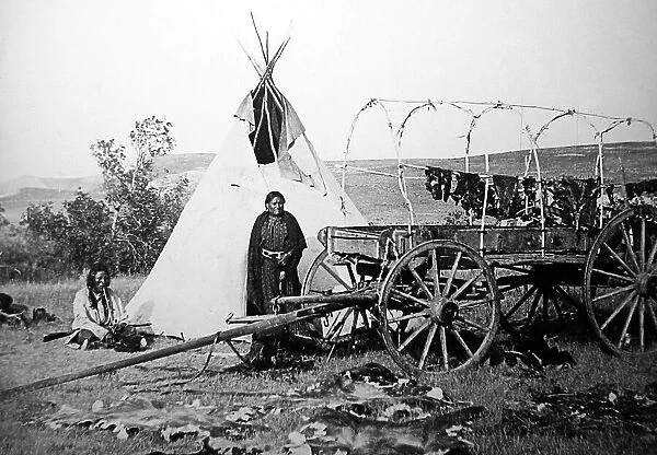 Sioux Chief, fur camp on the plains, USA