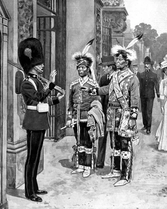 Framed Print : Sioux native American Indian Chiefs outside Buckingham Palac Framed Print : Sioux native American Indian Chiefs outside Buckingham Palac