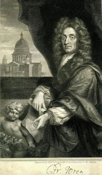 Framed Print : Sir Christopher Wren with St Paul's Cathedral, London Framed Print : Sir Christopher Wren with St Paul's Cathedral, London