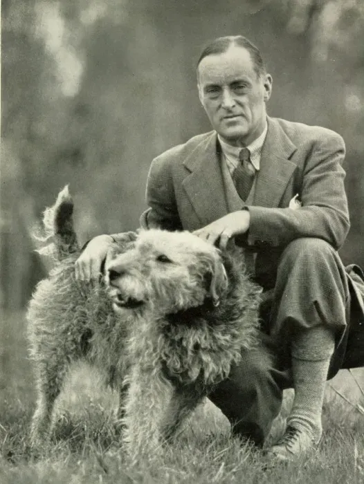 Framed Print : Sir Malcolm Campbell with his dog Framed Print : Sir Malcolm Campbell with his dog