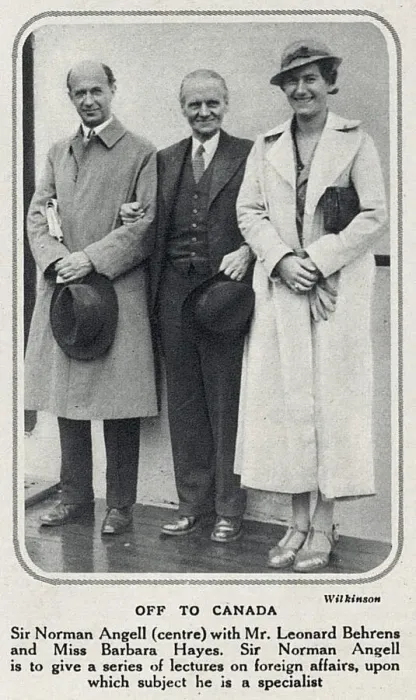 Framed Print : Sir Norman Angell and Leonard Behrens with Miss Barbara Hayes on board ship en route to Framed Print : Sir Norman Angell and Leonard Behrens with Miss Barbara Hayes on board ship en route to