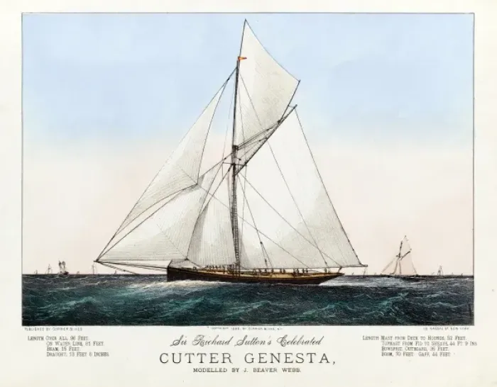 Framed Print : Sir Richard Suttons Celebrated Cutter Genesta, Modelled by Framed Print : Sir Richard Suttons Celebrated Cutter Genesta, Modelled by
