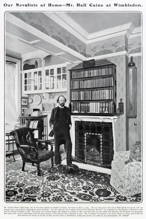Framed Print : Sir Thomas Henry Hall Caine (1853 - 1931), writer, pictured in a charming Arts Framed Print : Sir Thomas Henry Hall Caine (1853 - 1931), writer, pictured in a charming Arts