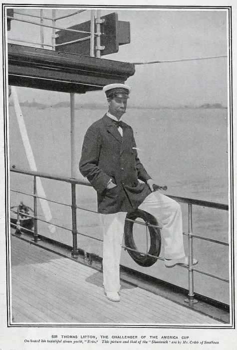 Framed Print : Sir Thomas Lipton on a yacht Framed Print : Sir Thomas Lipton on a yacht